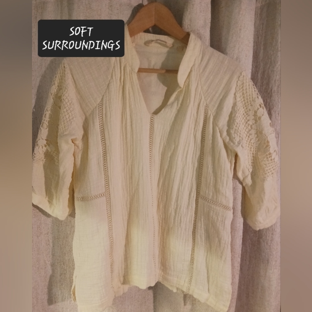 SOFT SURROUNDINGS 💯 percent Cotton blouse womens petite small